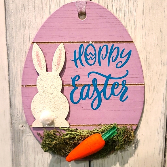 Easter Sign with Ribbon Mailable Great wall hanging or Easter card gift - Picture 2 of 3